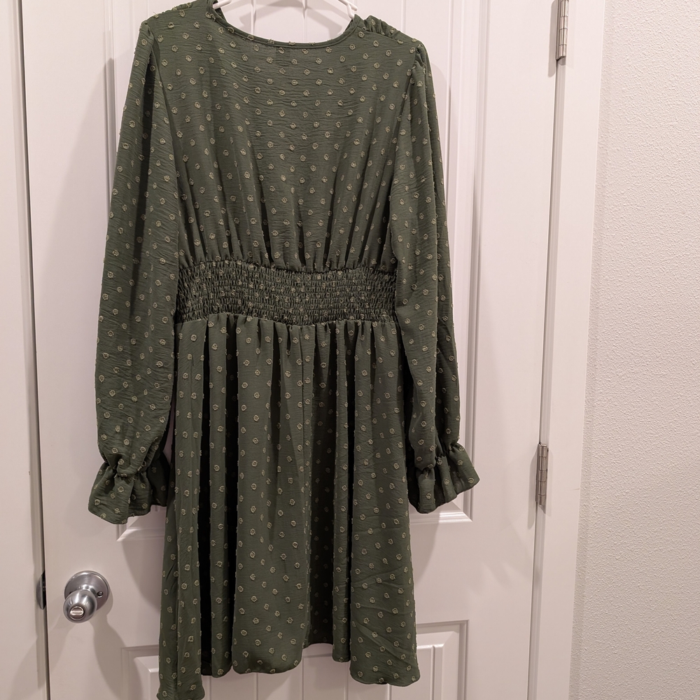 3 For $24 SHEIN Olive Long Sleeve Dress - Picture 4 of 5